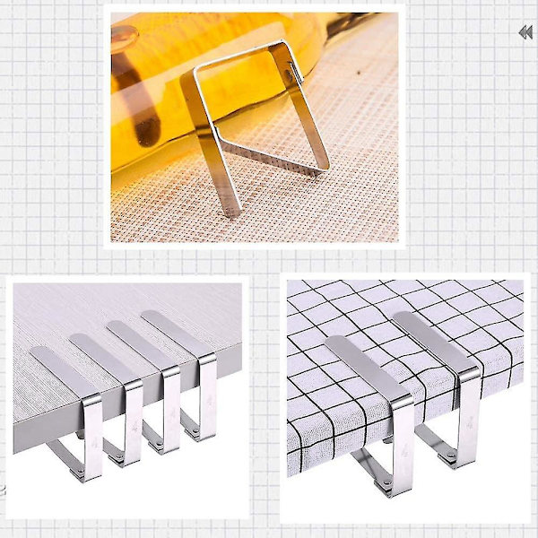 Utendørs duk klips store borddeksel klemmer for 2 tommers tykke bord, fleksible rustfritt stål piknik duk klips holdere (12 stk)