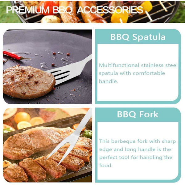 18-delars grillset i rostfritt stål med förpackning för camping, utomhusaktiviteter