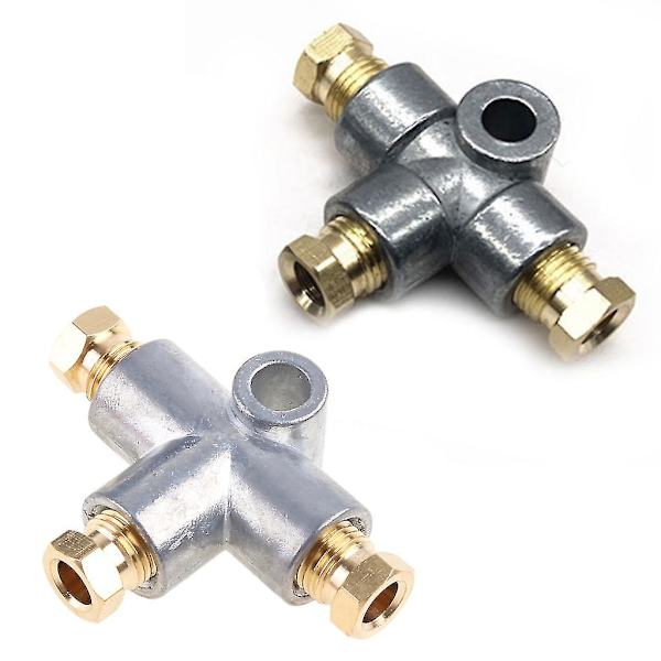 Hydraulisk bremsekobling T-stykke 3-veis for T-stykke bremserør med 3 hannmuttere Silver