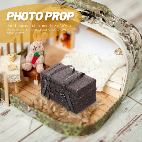 Miniatyr bagasjekoffert Mini House Vintage koffertdekor Mini House Wood Case pryd