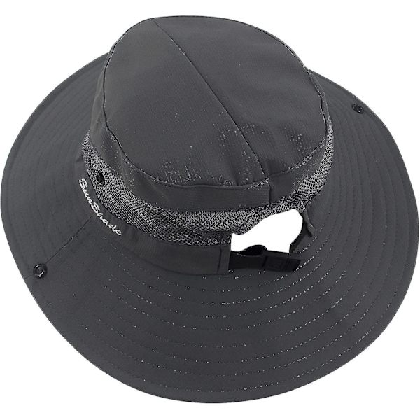 Dam solhatt med hästsvans, UV-skydd, hopfällbar, bred brätte, strandfiskehatt Grey
