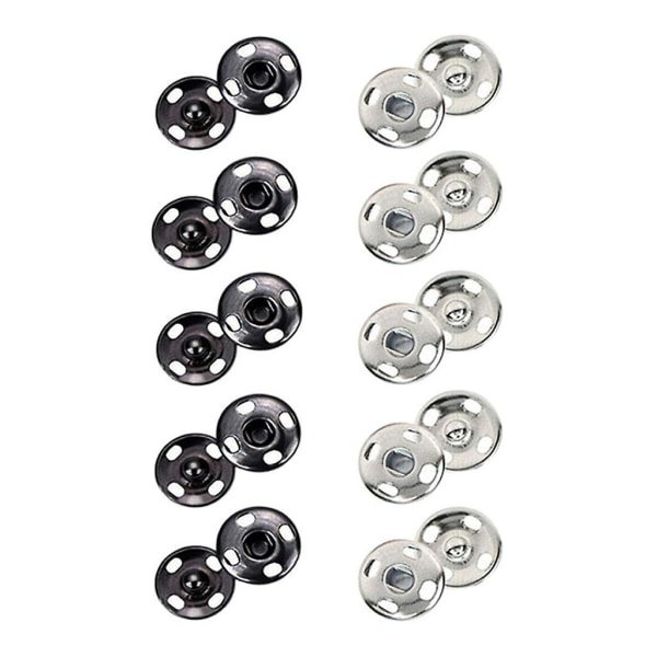 100 set 10mm/12mm/15mm/17mm/8.5mm sy på tryckknappar metall tryckknappar tryckknapp för sömnad kläder 15mm