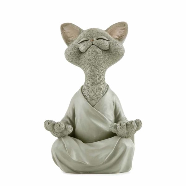 Buddha kattstaty meditation yoga samlarpresent för katt 18 CM