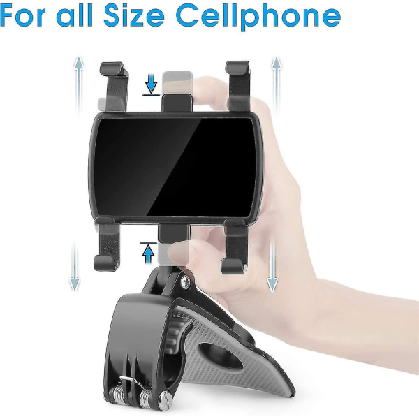 Biltelefonholder 360 graders rotasjon, dashbordcellebil for gps og 4-7 tommers smarttelefoner (svart)