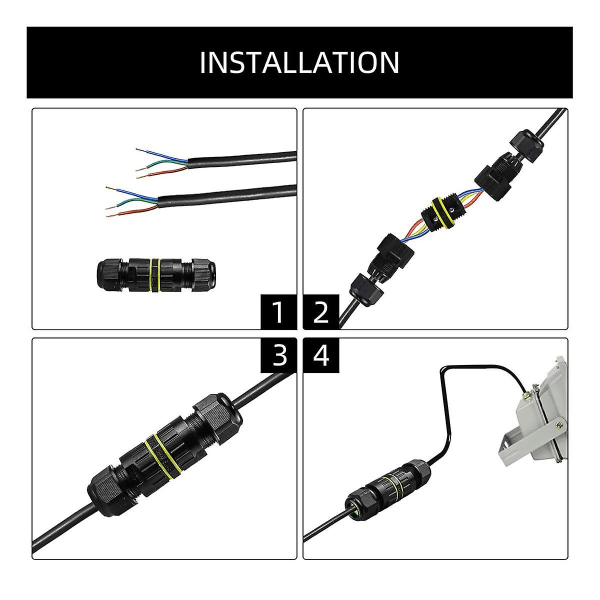 5st Ip68 Vattentät 2-vägs 3-kärnig Kopplingsplint Elektrisk Kabelkontakt M16 Kabelområde(3,5-10mm),