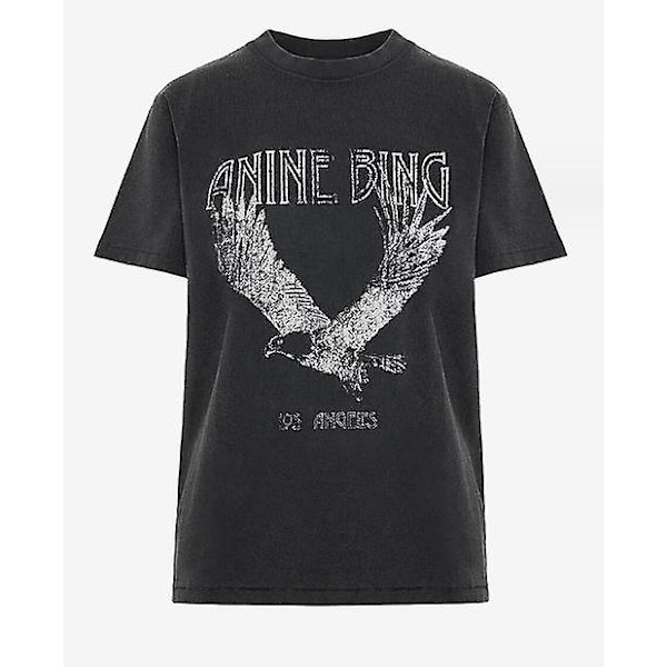 Anine Eagle Print Kvinde Sort Kortærmet T-shirt L