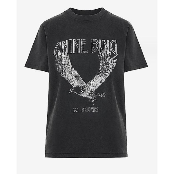 Anine Eagle Printing, sort kortærmet T-shirt til kvinder L