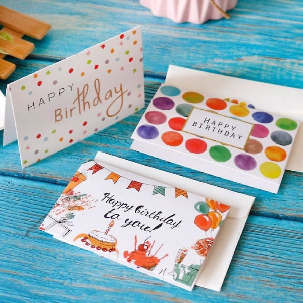 6 sæt tillykke med fødselsdagskort med kuverter og klistermærker, der er tomme onesize