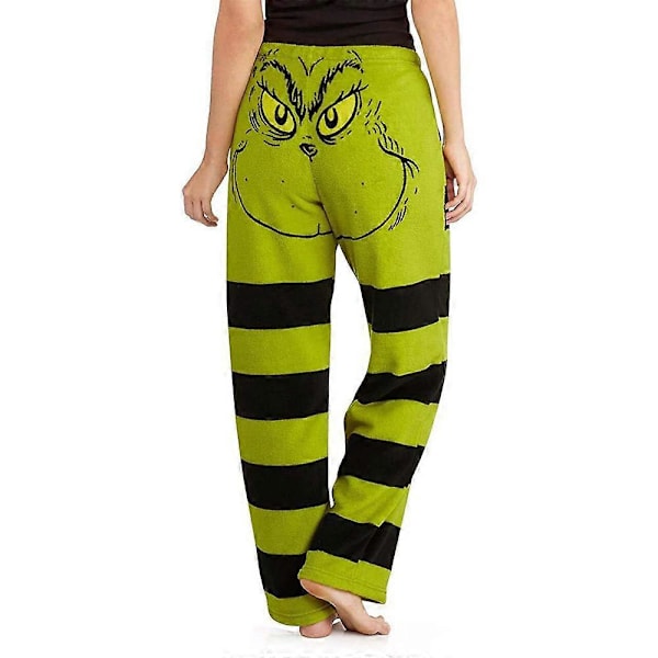Dam Grön Grinch Julpyjamasbyxor Randiga Sovbyxor Nattkläder Sovkläder Jul Loungewear Botten Present S