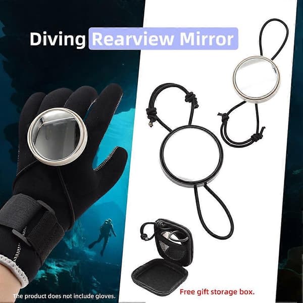 Justerbart bakspejl til dykning med bungee-reb og snor Black