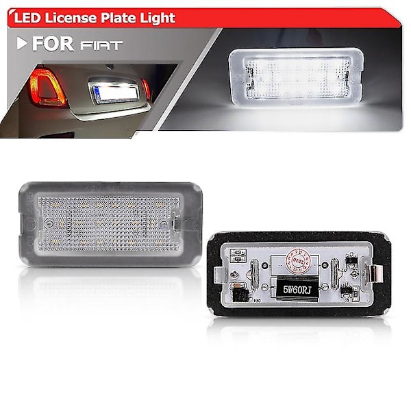2x Passer til Fiat 500 / Abarth 500 2007-2020 Canbus Xenon Hvid Led Nummerpladelys Oem 51800482