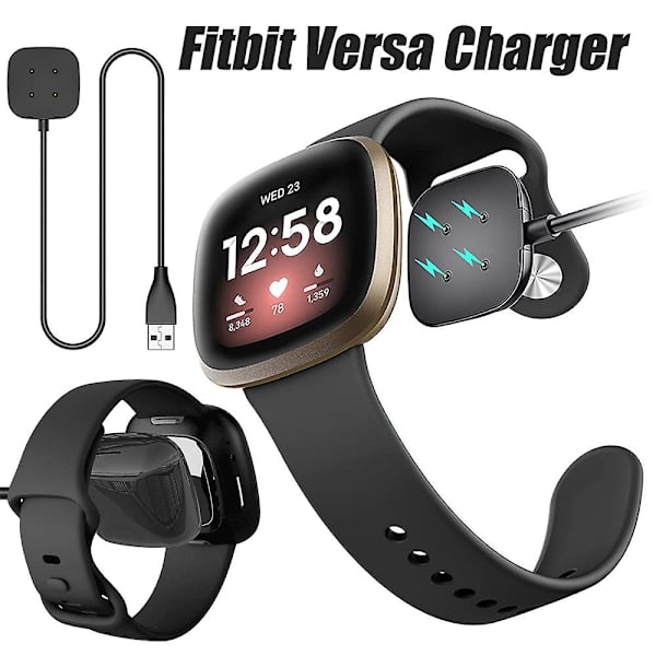 Oplader Kompatibel Med Fitbit Sense & Fitbit Versa 3 Smartwatch - Usb-opladerkabel 100cm - Smartwatch-tilbehør