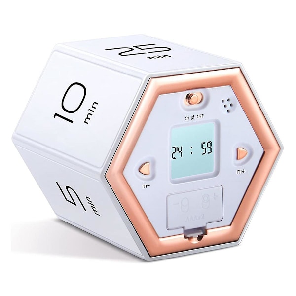 Hexagon Flip Timer med lydløs og alarmfunktion - Køkken Timer Nem at bruge - Tidsstyring Pomodoro