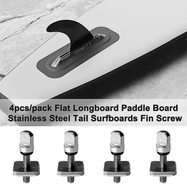 4 stk/pak Flad Longboard Paddle Board Rustfrit Stål Tail Surfboards Finskrue