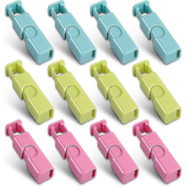 Brødpose-Klips, Nemt Greb og Lås, Assorteret (Blågrønrosa) 12 Pak
