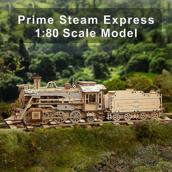 Trä mekaniska tåg modell kit 3d fordon pussel pedagogiska montera leksaker