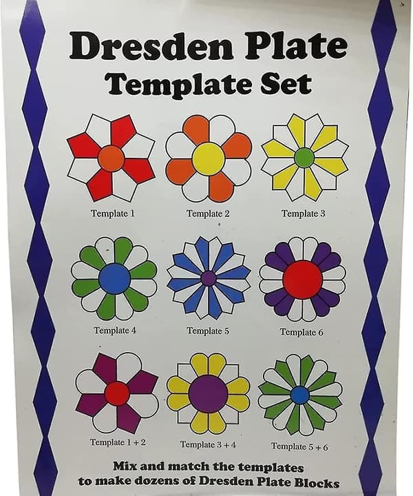 10 stk Dresden Plate Mal for Multifunksjonelle Rammer Patchwork Tegning Kutting DIY Quilting Linjal Mønstermaker