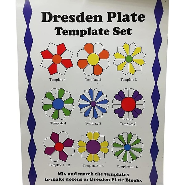 10 stk. Dresden Plate skabelon Multifunktion rammer Patchwork tegning skæring Diy Quilting lineal mønster maker