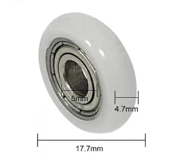 Brusekabineruller, diameter 17,7 mm, sæt med 8
