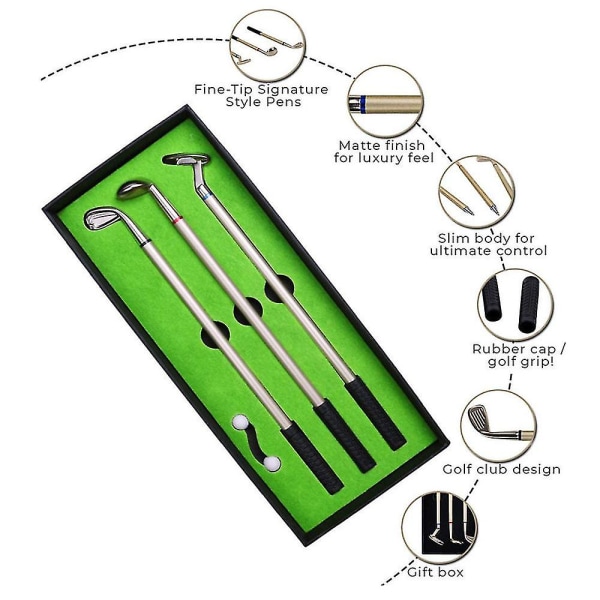 Minigolfklubba Putter Pen Set Box Nyhet Golfare Dekoration Present Skrivbord