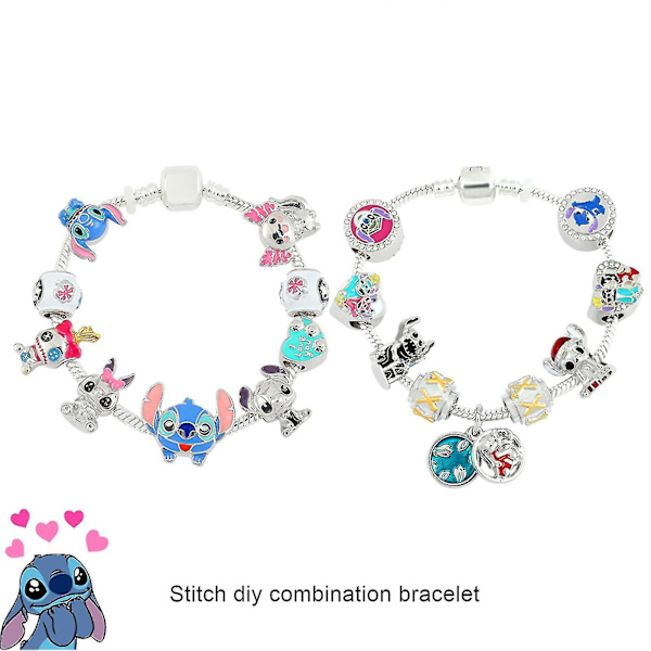 Charm Armbånd Lilo Og Stitch Smykker Til Kvinder Børn Jeg Elsker Dig Armbånd Bedste Ven Gave - Blå Multicolor 7.48In