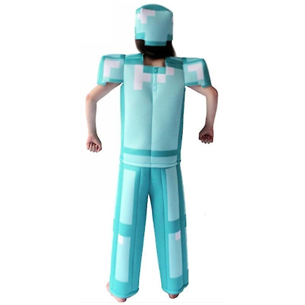 Minecraft Cosplay Maskeraddräkt för Barn Pojkar Flickor Festdräkt Presenter LightBlueTop  Pant  Cap L 8-10Y 125-135cm