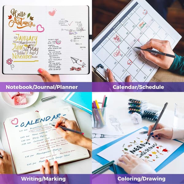 Journal Planner Penne Farvede Penne Fineliner Fin Spids