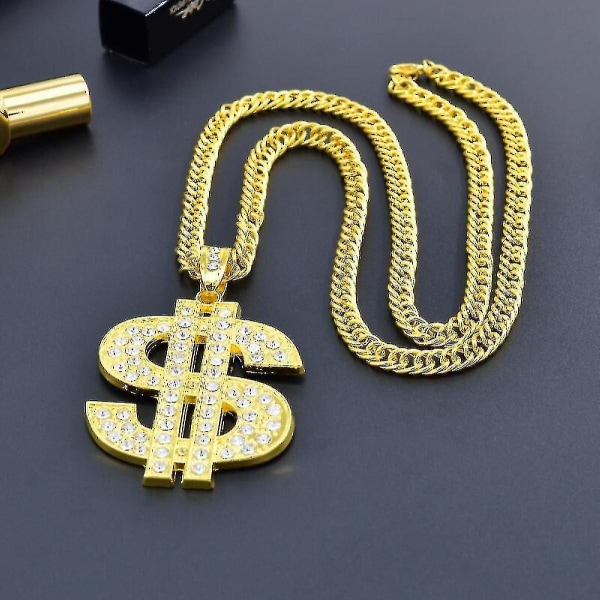 Kjede for menn med dollartegns anheng halskjede, Hip Hop dollar halskjede