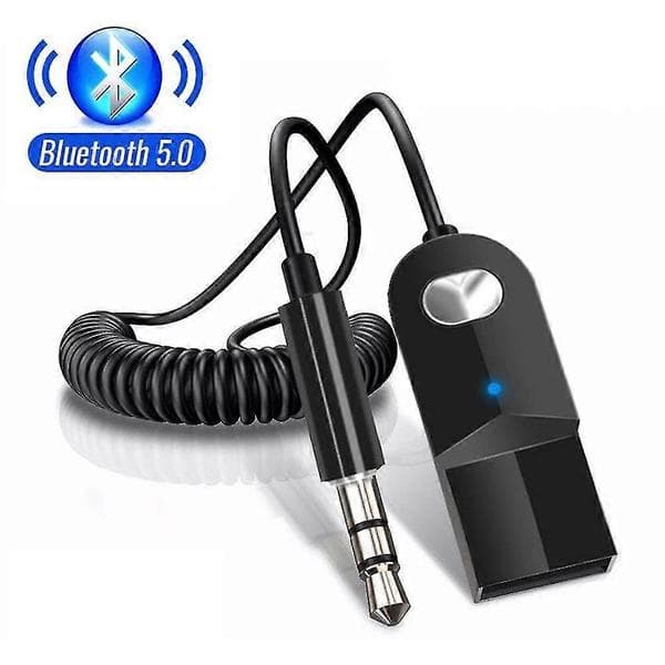 Bluetooth Aux-adapter Dongle USB til 3,5 mm Jack Bil o Aux Bluetooth 5.0 Håndfrisett for bilmottaker BT-sender silver