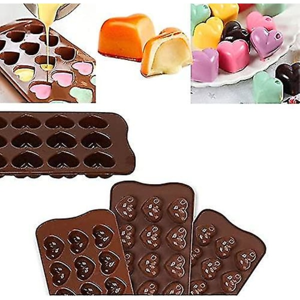pcs hjerteformet form, 15-huls form Form kan lave chokolade, slik, gelé, isterning, kage, wienerbrød, voks smelte