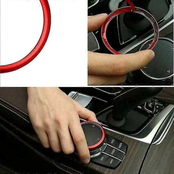 Rød Aluminium Ring Centerkonsol Idrive Multimedie Controller Knap Ring Til - 1 2 3 4 5 6 7 Serie