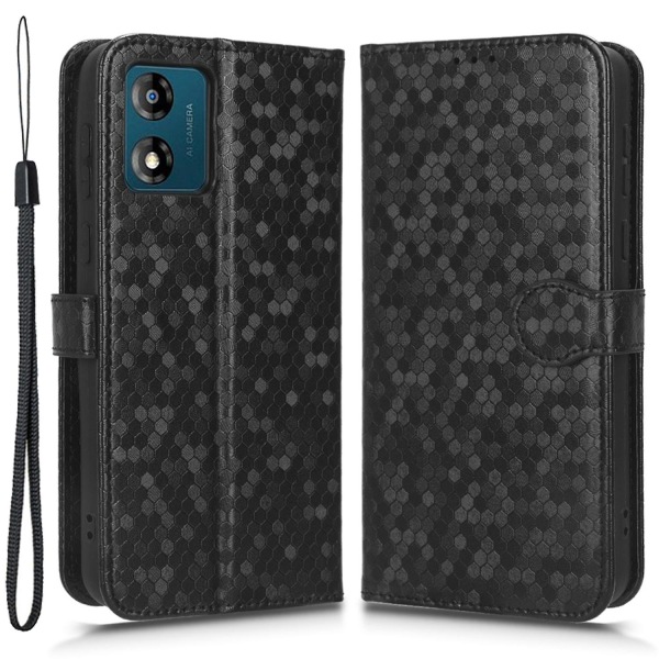 Pu-skinndeksel til Motorola Moto E13 4g stativdeksel prikkmønster påtrykt lommebok telefonveske
