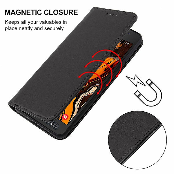 Samsung Galaxy Xcover 4s -magneettikiinnitteinen nahkapuhelinkotelo Black