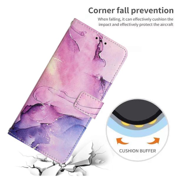 Ställfodral för iPhone 17, marmormönster, PU-läder, plånboksfodral