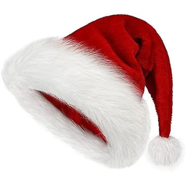 Jouluhattu - Joulupukin hattu aikuisille Unisex Velvet Comfort Extra Thicken Fur Xmas Hat