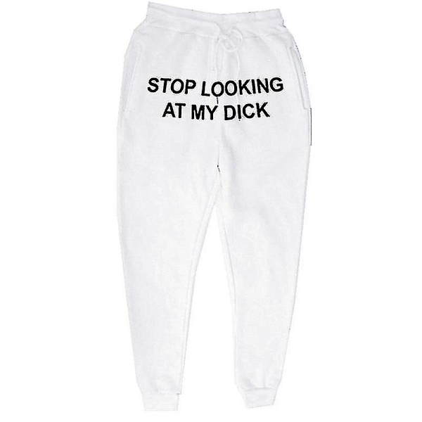 Brevtryck Casual Byxor För Män Och Kvinnor Dragsko Lös Hög Midja Sportbyxor 8 white XXXL