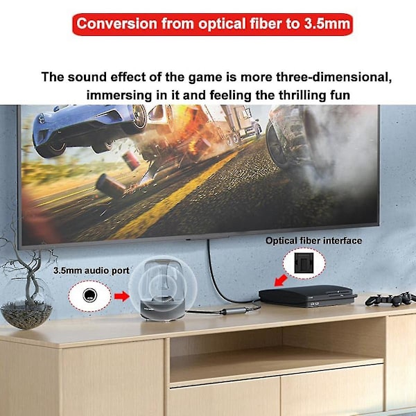 Digital til analog lydkonverteringskabel, digital Spdif/optisk og koaksial til analog L/r Rca lydkabel for //tv Black