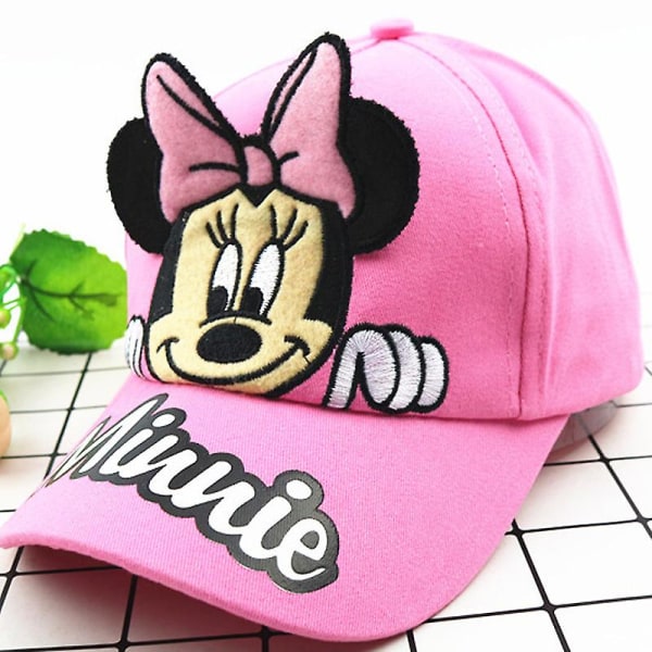 Børn Piger Minnie Mickey Mouse Sports Baseball Cap Snapback Hip Hop Hat Pink