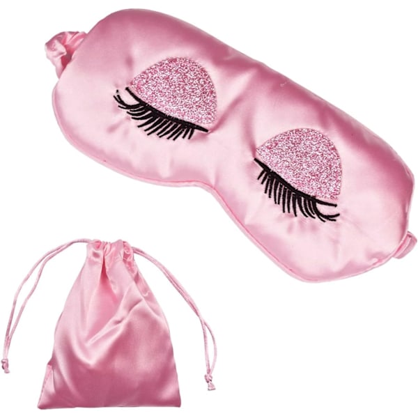 Unimaski nukkumiseen, Ulife Mall satiinisilmälappu silkkimaski pehmeä hengittävä matka unimaski silmäsuoja joustavalla nauhalla naisille pink
