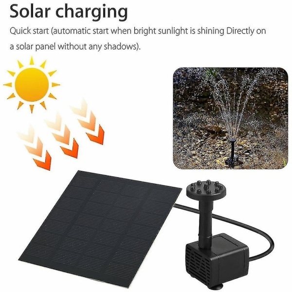 1,2w solcellsfontän inbyggt 160 Mah batteri solcellsdammpump