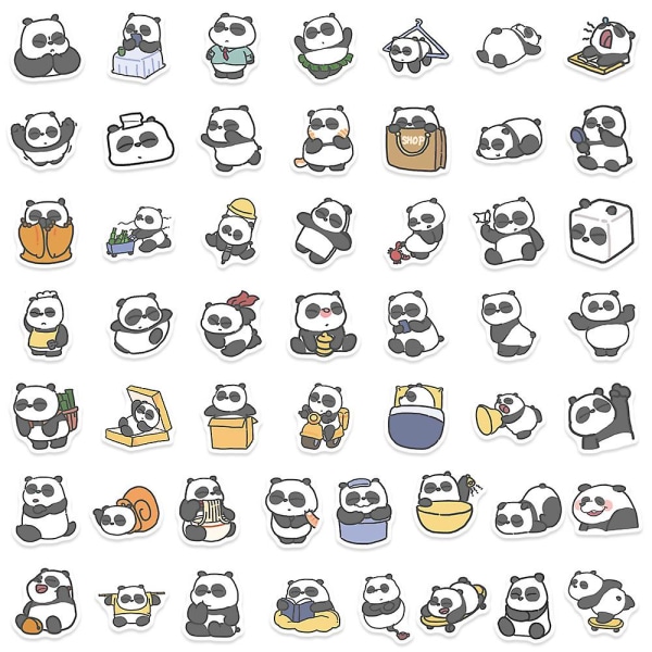100 stk Cute Cartoon Panda Opbevaringsboks Stickers Water Cup Notebook Guitar Vandtætte Stickers