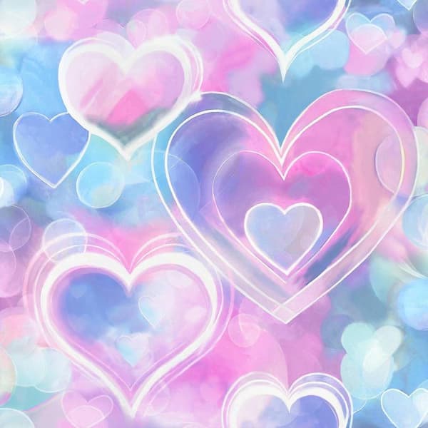 Neon Hjerter Pink Blå Tapet