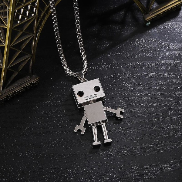Hip-hop Robot Halskæde Mand Og Kvinde Par Halskæde Retro Trend silver