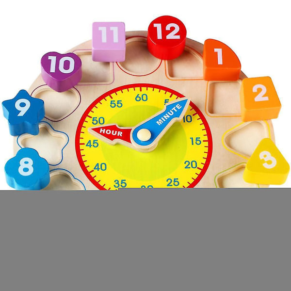 Koulutuksellinen puinen muoto yhteensopiva kello Geometrisen muodon lohkot ottelupeli baby lelu