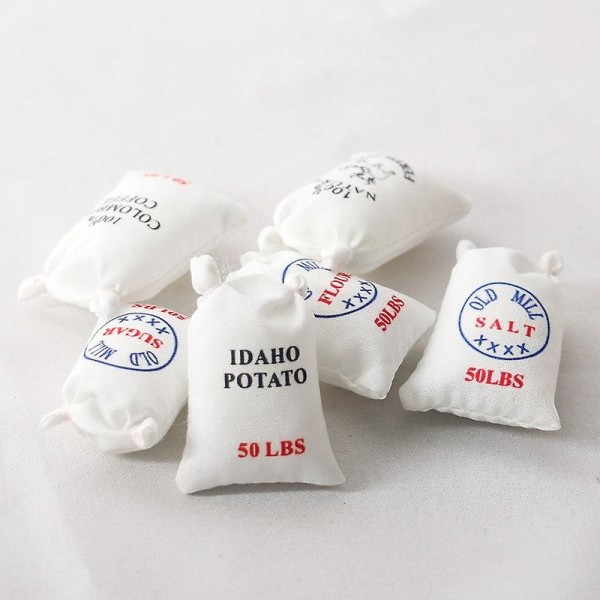 Miniatyr möbler leksak dockhus DIY dekoration tillbehör mini mjöl salt potatispåse