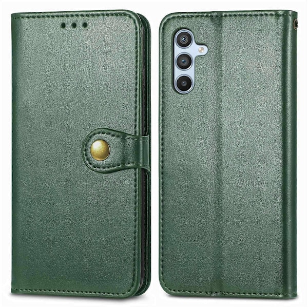 Samsung Galaxy A56 5G Kotelo Nahkainen Lompakkokotelo Jalustalla ja Rannekkeella -[HK] Vihreä Green Multicolor