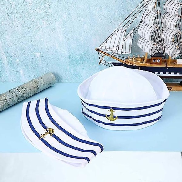 6 delar blå och vita sjömansmössor sjömanshattar för barn Kostymtillbehör, maskeradfest (klassisk stil)