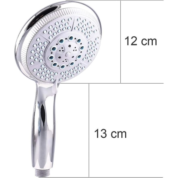 Korkeapaineiset suihkupäät, joissa 5 suihkutilaa säädettävä, tehokas suihkupää, suuri suihkupää, korvaava universal käsisuihkupää kylpyyn, 1