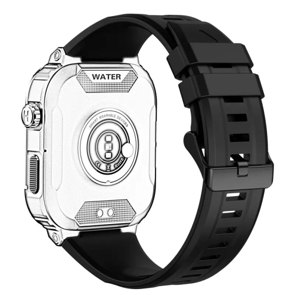 Original Mk66 Smart Watch Remmar Vattentät Band 15mm Armband Gratis En Del Härdat Glas Smartwatch Delar Black