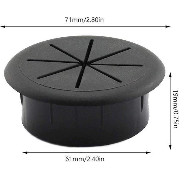 4 kappaletta muovinen pöytäläpivienti, pyöreä kaapeliläpiviennin reikä, muovinen kaapeliläpivienti, 60mm joustava ABS-läpivienti kotiin, toimistoon, opiskeluun (musta)